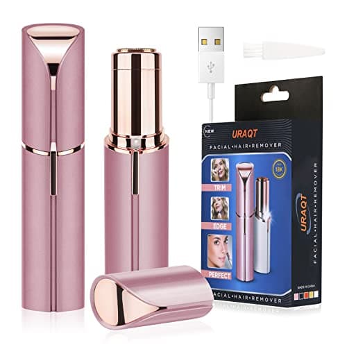 Image of URAQT Facial Hair Remover for Women, Painless Face Hair Trimmer, Rechargeable Mini Epilator Lady Shaver Portable Electric Razor for Lips Face Body Peach Fuzz