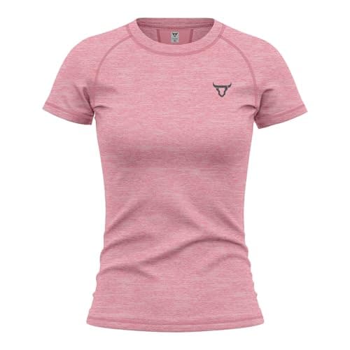 Image of Women's Short Sleeve Quick Dry Fit Active T-Shirts Moisture Wicking Athletic Round Neck Gym Tee Exercise Yoga Ladies Tops (UK, Alpha, S, Regular, Regular, M.Pink)