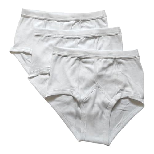 Image of MISHOO® 3 Mens Y Fronts Briefs Soft 100% Cotton Underpants, Mens Sports Underwear, Comfortable Boxer Briefs, Tag free Reusable Adult Waistband Brief White L