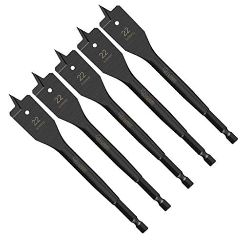 Image of 5 x SabreCut SCRIW22_5 22mm x 152mm Impact Rated Flat Wood Spade Bits for Softwood Hardwood Chipboard