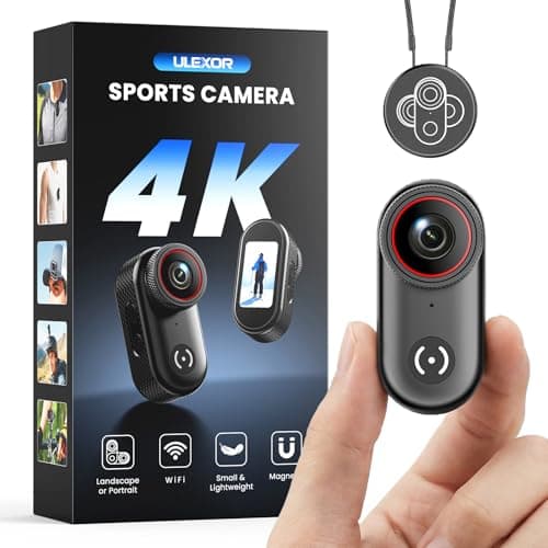 Image of ULEXOR 4K POV Camera with 64GB Card, WiFi Thumb Body Camera, 1.47" Screen Magnetic Mount Hands-Free Body Cam, 150° Wide Angle, One-Click Recording Camera for Vlogging/Dog Walking/Commuting/Travel