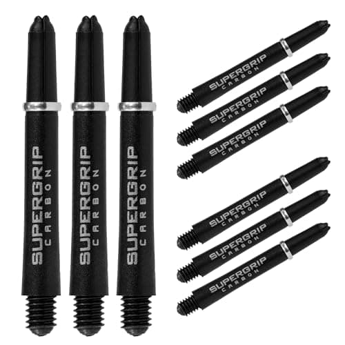 Image of Harrows Darts 3 x Sets of SuperGrip Carbon Dart Stems - 9 Dart Shafts in Total - Available in 3 sizes - Tough Carbon Composite - Midi Silver