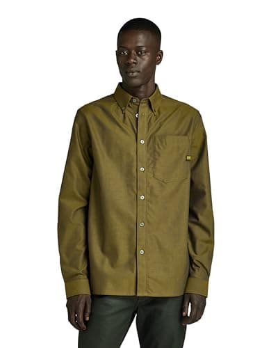 Image of G-Star Men's One Pocket Regular Shirt, Multicolor (tobacco/imperial blue oxford D24292-7665-G295), M