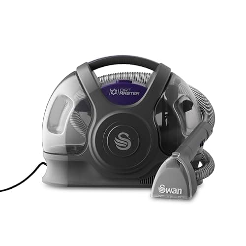 Image of Swan Dirtmaster Spot Cleaner, Portable Carpet Cleaning, Removes Spills, Stains and Odours, Self-Cleaning Water Spray, 1.7m Hose, 5m Power Cord, 2200ml, Grey & Purple SC18413