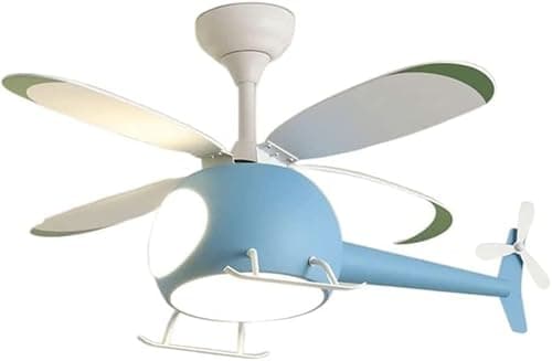 Image of Helicopter Ceiling Fan with Lights for Children's Room, 38.6" LED Chandelier+Fan, Boy & Girl Airplane Light, Decorative Pendant Lamp, Blue