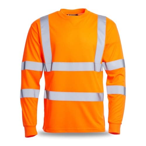 Image of Blackrock Hi-Vis Long Sleeve T-Shirt, Rail Industry Orange High Visibility Work Top, for Men Women Unisex, Work Utility & Safety PPE Workwear, EN20471 Class 3 Certified - Size Large