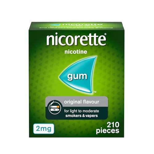 Image of Nicorette Original 2mg Gum (210 pieces), Discreet Stop Smoking and Stop Vaping Aid to Help you Quit For Good, Tackle Cravings and Withdrawal Symptoms, Nicotine Gum (Quit Smoking or Vaping)