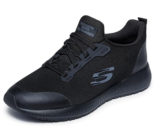 Image of Skechers Women's Squad Sr Trainer, Black Flat Knit, 6 UK Wide