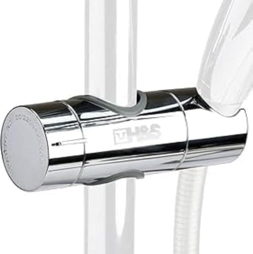 Image of H&S Adjustable Chrome Shower Holder Bracket for 18-25mm Bar & Pole - Adjustable Shower Head Holder Replacement - Bathroom Replacement Fittings Parts - Universal Showerhead Clip