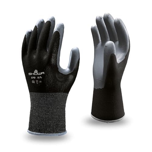 Image of Showa 370 Black Nitrile Palm Coated Work Gloves,6/Small, Black