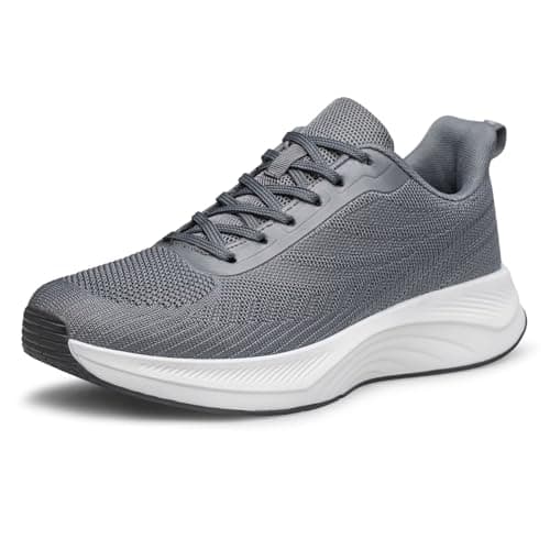 Image of Womens Trainers Walking Shoes Casual Ladies Sneakers Mesh Breathable Lightweight for Tennis Running Gym Dark Grey