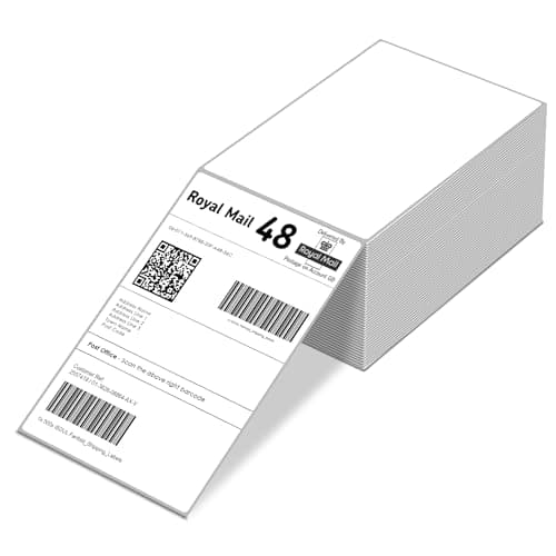 Image of iSOUL Direct Thermal Printer 4X6 Labels 100mm x 150mm White Fanfold Permanent Adhesive Shipping Labels Compatible with Etsy, Shopify, Ebay, Amazon, Royal Mail, FedEx 500 Labels