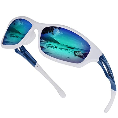 Image of Duduma Sunglasses Mens Polarised Sports Sunglasses for Men Women Golf Cycling Running Fishing Polarized Sunglass with UV Protection(White/Blue)