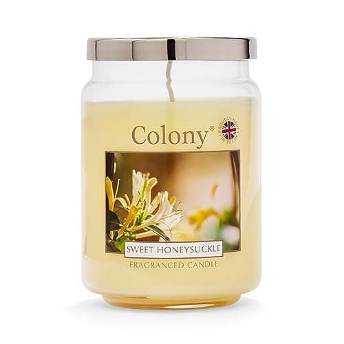 Image of Wax Lyrical, Colony Sweet Honeysuckle Large Candle Jar, Burn Time of Up 100 Hours, Yellow