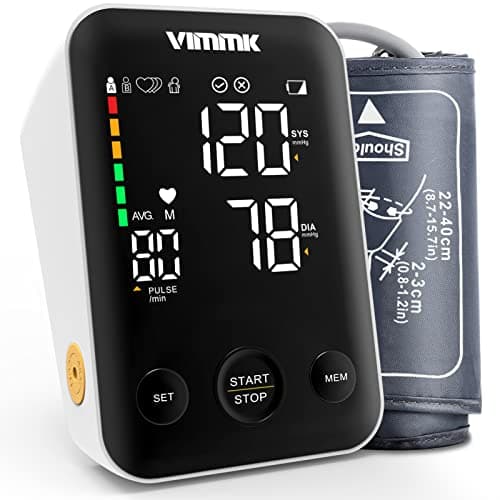 Image of Blood Pressure Monitor Large Cuff, Vimmk Upper Arm Blood Pressure Machines for Home Use Accurate BP Cuff LED Backlight Display Heart Rate Detection 2x120 Records, Cuff 22-40cm