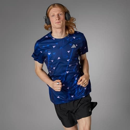 Image of adidas Men's Run It Brand Love Tee, Dark Blue, M