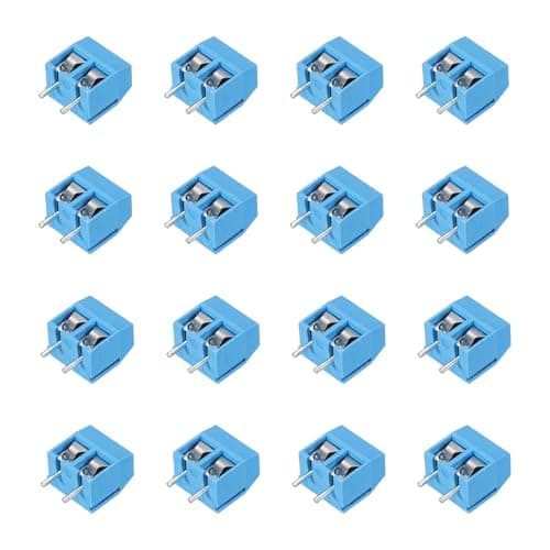 Image of sourcing map 20Pcs 2 Pin PCB Mount Screw Terminal Block Connector 5mm 0.2 Inch Pitch PCB Wiring Terminal 300V 16A for 22-14AWG Cable, Blue