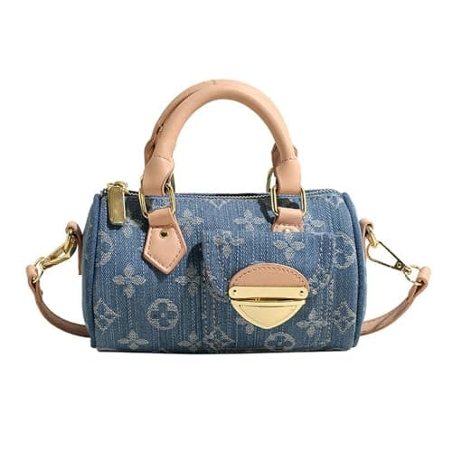 Image of Nogkdyc Denim Crossbody Bag Women's Bag Pillow Bag Woven Denim Handbag Vintage Shoulder Bag-Blue-A