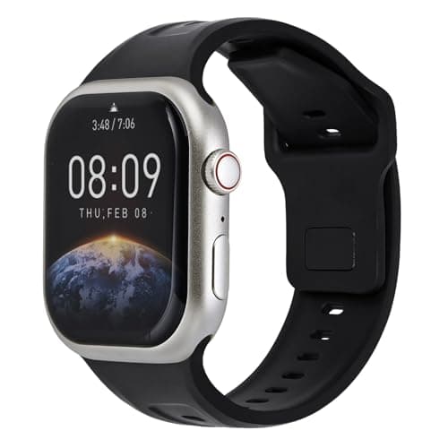 Image of Anbeer FKM Rubber Bands for Apple Watch, Silicone Band Straps Compatible with Apple Watch Series Ultra2/Ultra/9/8/SE2/7/6/SE/5/4/3/2/1,Silicone Wristband Compatible with Apple Watch 38/40/41mm