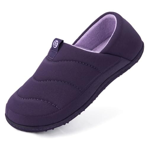 Image of LongBay Women's Cosy Slippers Supportive Removable Massage Insole Ladies Versatile House Shoes Non-Slip Indoor Outdoor Purple, 8/UK
