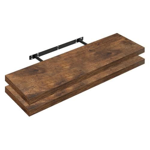 Image of WOLTU 2 Pcs Floating Shelf, Color of Rustic Brown, Wooden Wall Storage Display Shelf 80cm Long RG9318hov-2