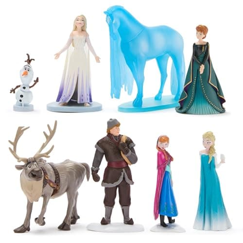 Image of Disney Store Official Frozen Toy Figure Set, 8 Toys including Elsa, Anna, Olaf, Sven, Kristoff & Nokk, Suitable for Age 3+