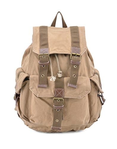 Image of Gootium Canvas Backpack - Vintage Outdoor Rucksack Travel Day Pack, Khaki, Small