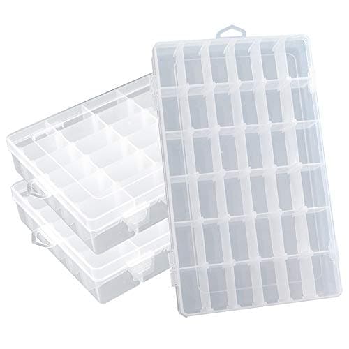 Image of Grinde NO 3 Pack Plastic Organizer Container Box 36 Compartments Jewelry Storage Box with Adjustable Dividers