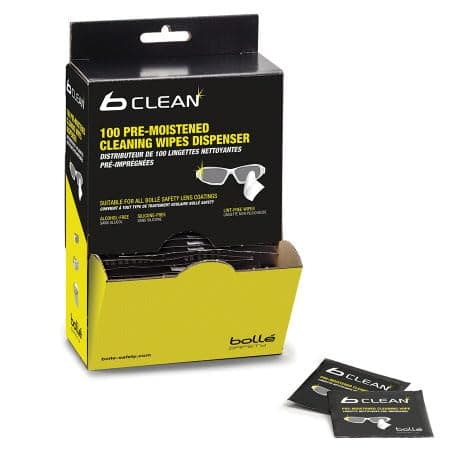 Image of Bolle Pack of 100 Cleaning Wipes for Safety Glasses & Goggles Alcohol and Silicone free Personal Protective Equipment PPE Safety Workwear Glasses Eye Protection Safety – 1 Pack of 100 wipes