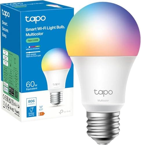 Image of Tapo TP-Link Smart Bulb, Smart WiFi LED Light, E27, 8.3W, Works with Amazon Alexa(Echo and Echo Dot) and Google Home, Colour-Changeable, No Hub Required L530E [Energy Class F]