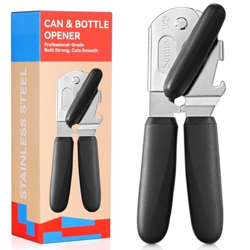 Image of Tin Opener, Sopito Can Openers for Arthritic Hands, Heavy Duty Can Opener Manual with Non-Slip Ergonomic Handle, Smooth Edge with Magnetic Lid Lifter