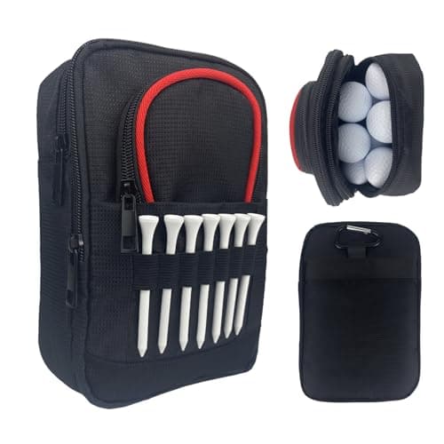 Image of Portable Golf Valuables Pouch - Multi-Functional Golf Bag Organizer Pouch,Large Capacity for Golf Balls Bag- Golf Gift for Men and Women (Red Edge)
