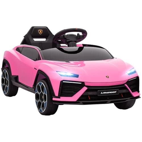 Image of AIYAPLAY Licensed Lamborghini Electric Cars for Kids, 12V Battery Powered Ride On Car with Remote Control, Suspension, MP3, Horn, for 3-6 Years Old, Pink