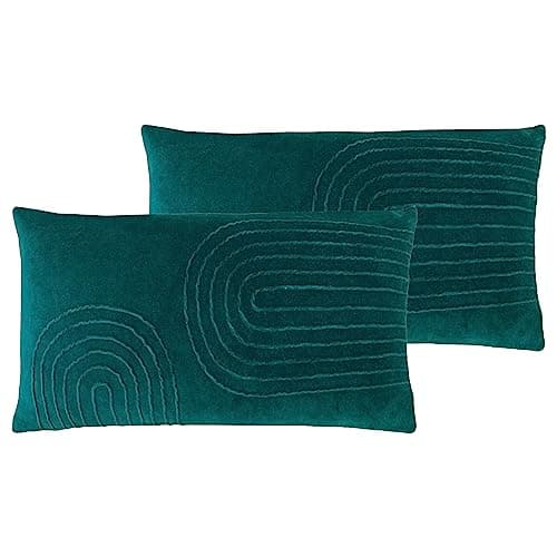 Image of furn. Mangata Feather Filled Cushions Twin Pack,Teal,30 x 60cm