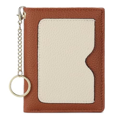 Image of GAEKEAO Card Holder for Women RFID Blocking Vegan Leather Small Purses Bifold Keychain Wallet with Zip Coin Pocket