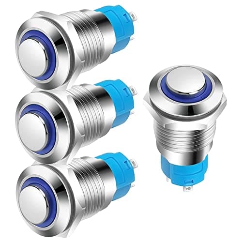 Image of Gebildet 4pcs 12mm 3A 12-24V DC Waterproof Push Button with LED Indicator Light Momentary Stainless Steel Push Button On-Off(High Head)