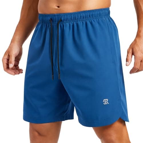 Image of Men's Athletic Shorts 7 Inch Breathable Lightweight Gym Workout Running Shorts with Pockets Soft Quick Dry Fabric Blue L