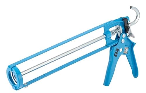 Image of OX Trade Skeleton Caulk Gun 400mL – 10:1 Thrust Ratio, Drip/Non-Drip Switch, Lightweight Frame, Built-in Spout Cutter & Seal Punch, Ergonomic Trigger – for Silicone, Latex & Acrylic Sealants