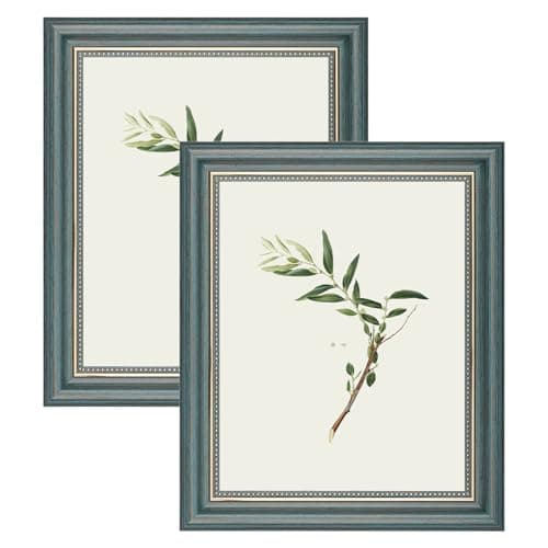 Image of YoHyien 10x8 Vintage Photo Frames Set of 2, Distressed Shabby Chic Picture Frames with Mount for Wall Hanging, Landscape and Portrait Retro Postcard Frame for Desktop Display (Green, 10 x 8 in)