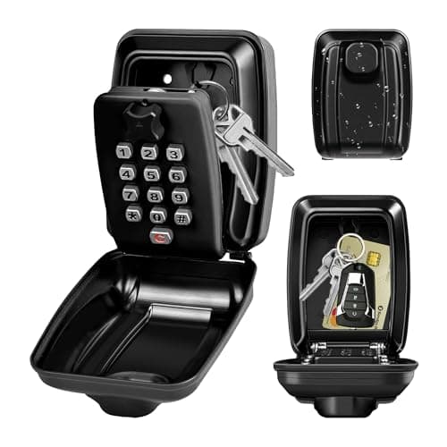 Image of OKPOW Key Safe Wall Mounted - Police Approved Key Lock Box with 12-digit Combination Resettable Push Button for Elderly Easy to Use - Key Safe Box Durable Aluminum Alloy for Outdoor Installation