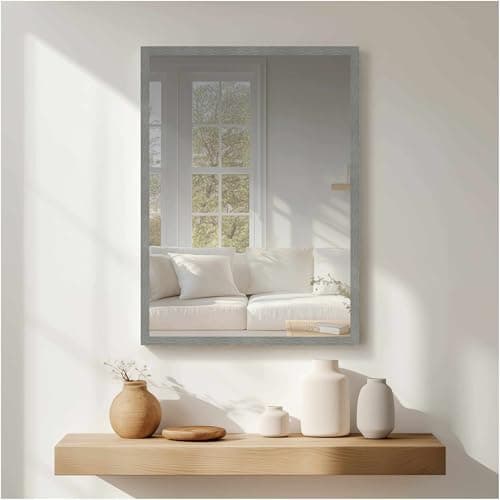 Image of nielsen HOME Star Rectangular Wall Mirror - Brushed Grey 50x70cm - Aluminium Frame - with Hanging Set - Modern Minimalist Home Décor