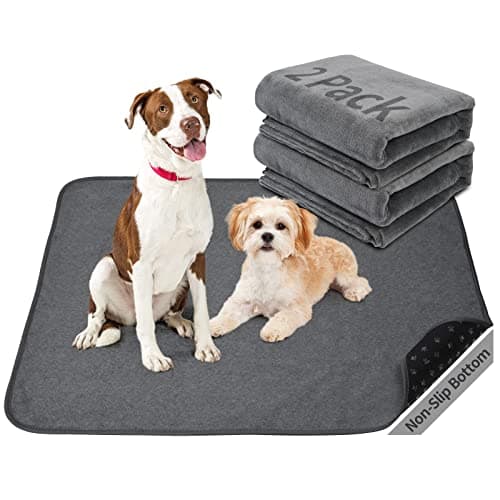 Image of 2 pack Dog Pee Pad Washable-Extra Large Instant Absorb Training Pads Non-Slip Pet Playpen Mat Waterproof Reusable Floor Mat for Puppy/Senior Dog Whelping Incontinence Housebreaking (80*92cm Grey)