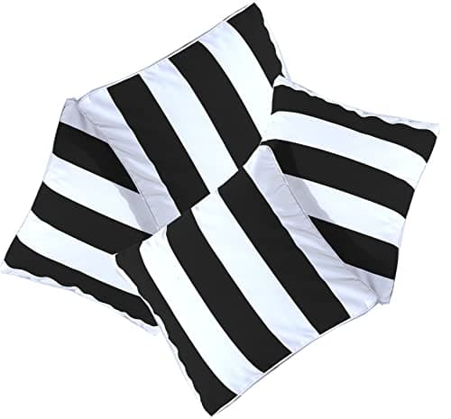 Image of Belle Home Set of 4 Cushion Cover 18 x 18 (45 x 45 cm) Black & White Stripe with Invisible Zipper Cotton Linen Square Pillowcases- Beautiful Design for Living Room, Sofa, Bedroom, Office, Couch