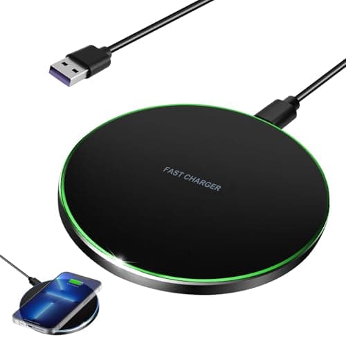 Image of Fast Wireless Charger 35W Qi Charging Pad for iPhone 16 15 14 13 12 11, Samsung Galaxy S25 S24 S23 S22 S21 S20 S10, Universal Wireless Charging Station, Phone Charging Pad with LED Indicator (Black)
