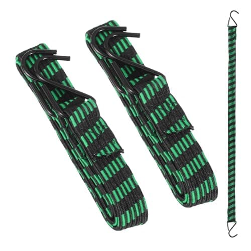 Image of PATIKIL 1m Bungee Cords with Hook, 2Pcs Heavy Duty Outdoor Elastic Bungee Straps for Securing Luggage Moving Cargo, Green