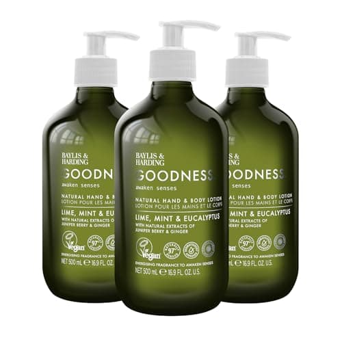 Image of Baylis & Harding Goodness Awaken Lime, Mint & Eucalyptus Hand & Body Lotion, 500 ml (Pack of 3) - Vegan Friendly