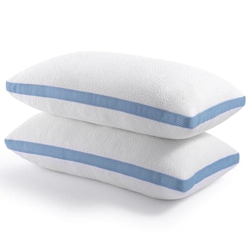 Image of Hiimgo 2 Pack Shredded Memory Foam Pillow for Restful Sleep,Hypoallergenic and Cooling,Machine Washable,Standard Size(48x74cm,1 Pair)