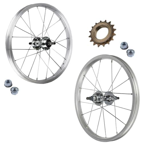 Image of Front and Rear Wheel 16 x 1.75 for 16 Inch Bikes Graziella + 16 Teeth 1 Speed Pinion