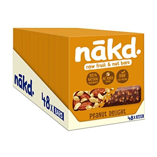 Image of Nakd Peanut Delight Natural Fruit & Nut Bars - Vegan - Healthy Snack - Gluten Free, 35 g (Multipack case 48 Bars)