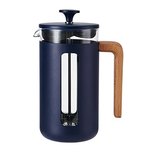 Image of La Cafetière Pisa Cafetière, 8-Cup/1L, Heat-Resistant Borosilicate Glass and Stainless Steel with Easy-Grip Plunger, Large French Press Coffee Maker for Loose Tea and Ground Coffee, Navy